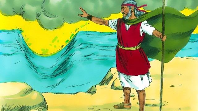 Storie della Bibbia Mosè colpì la roccia e separò le acque