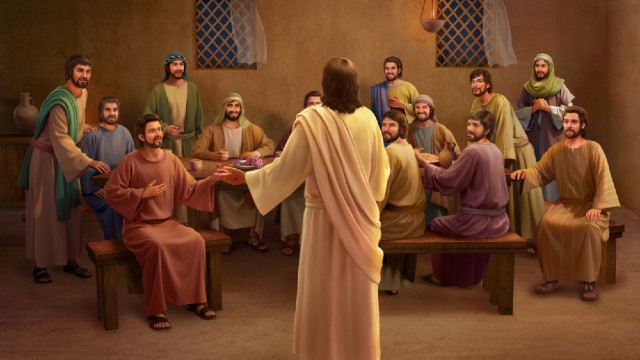 Gesù mangia del pane e spiega le Scritture dopo la Sua resurrezione